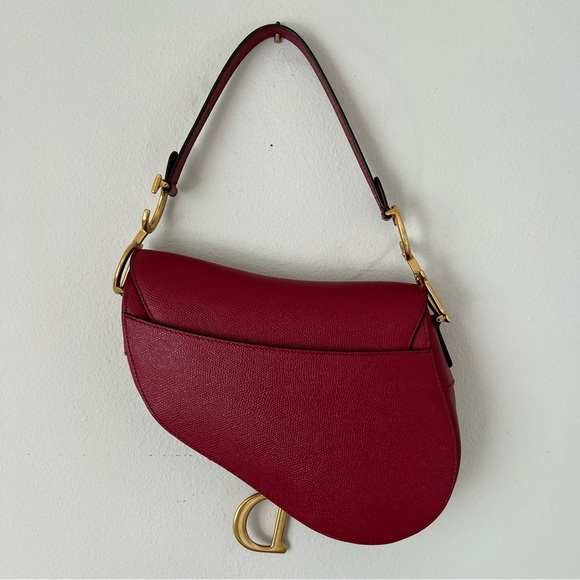 Red Dior Saddle Bag Grain Calfskin - Picture 2 of 8